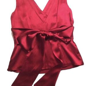 𝅺ANN Taylor Petites Ruby Red Silk Top Bow Tie 2P